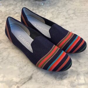 Rothys Navy Ribbon Merino Loafers Size 9